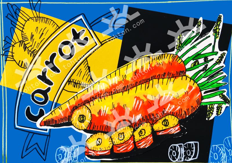 线描装饰画-胡萝卜