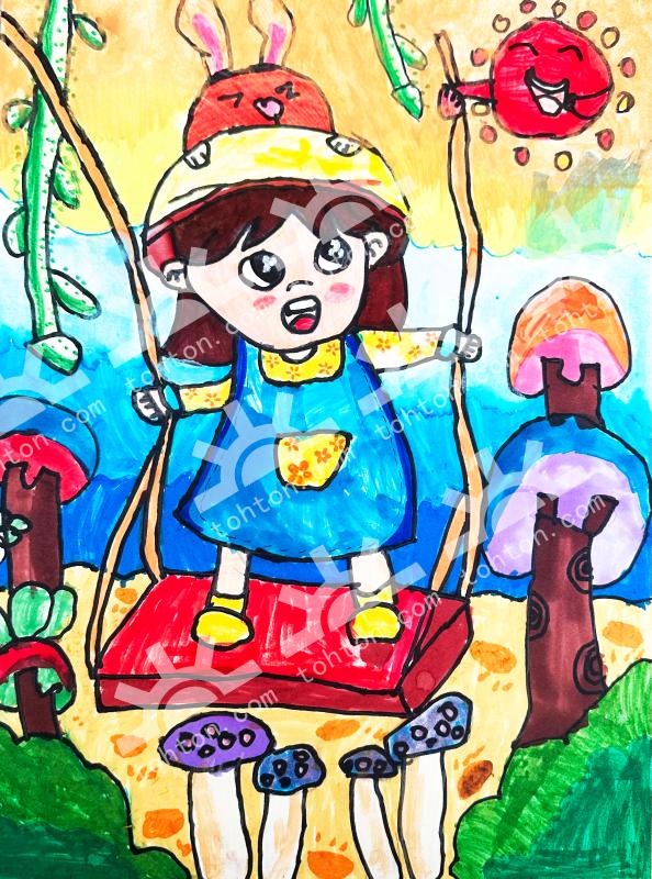 荡秋千的小女孩
