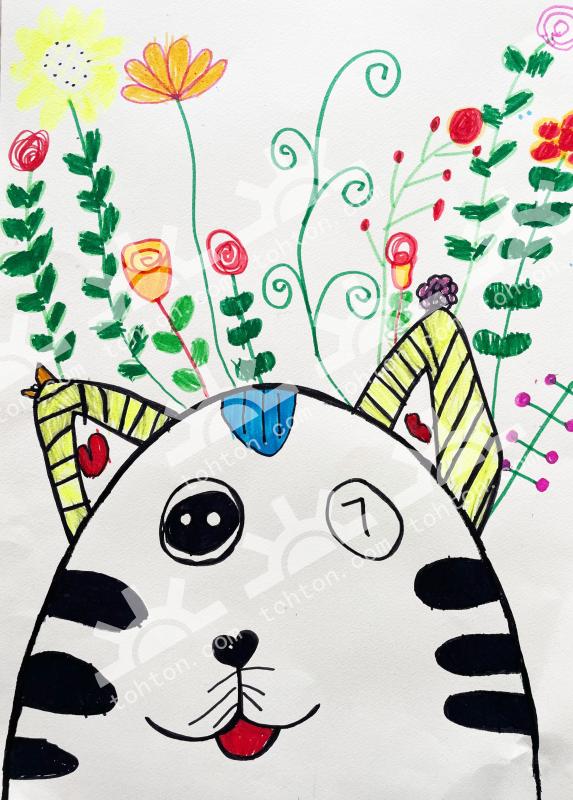 头上带花的小动物