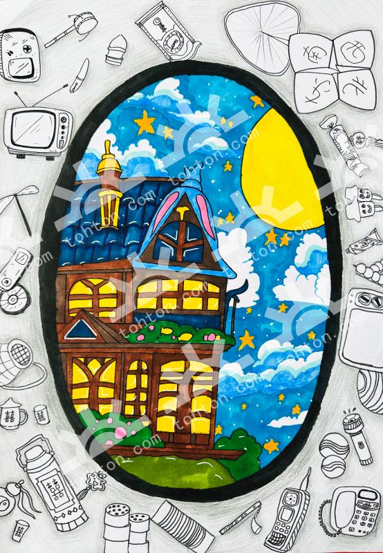 夜空下的亭台楼阁